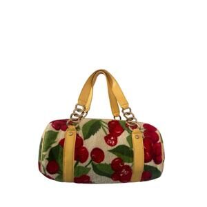 Vintage Juicy Couture cherry print Medium barrel bag 🍒 YELLOW Terry Cherry!